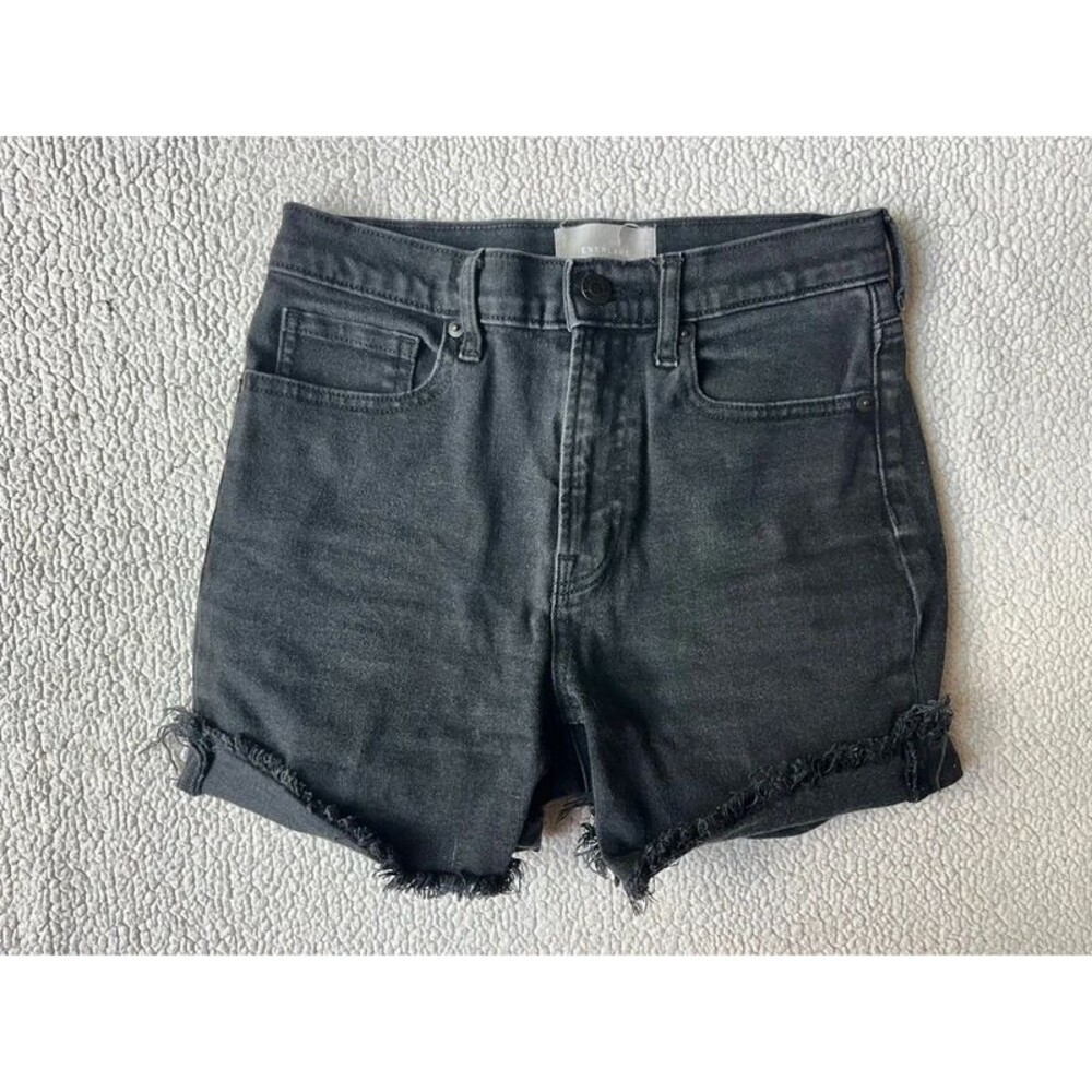 Everlane High Rise Kick Crop Black Denim Shorts Womens 6